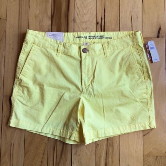GIRLFRIEND KHAKIS BY GAP BRIGHT SUNFLOWER YELLOW SHORTS 6 NWT - Picture 11 of 13
